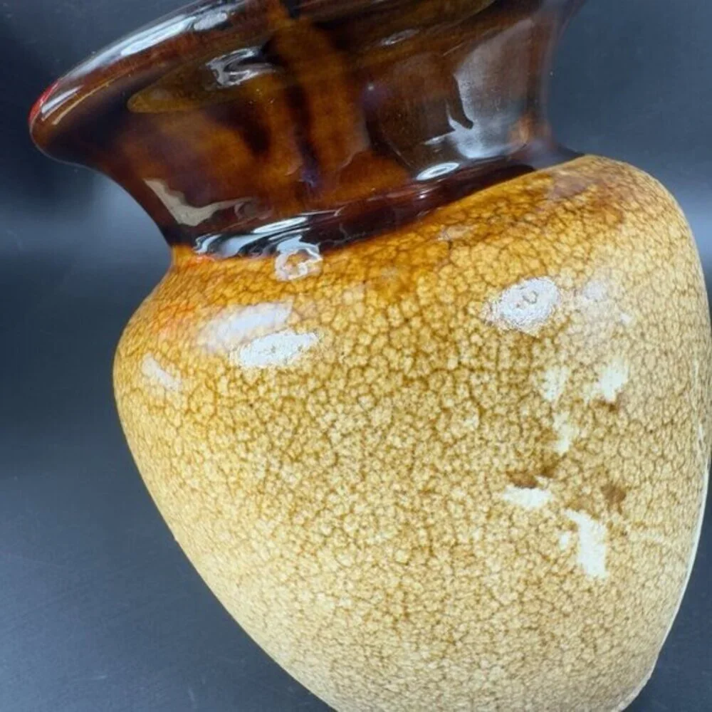 Royal Haeger Brown Earth Glaze Ceramic Vase Vessel Drip Glaze Signed Pottery VTG